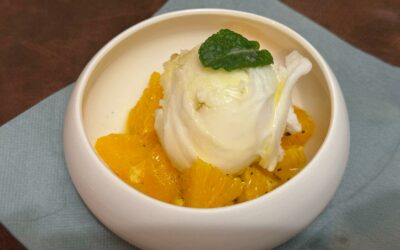 Salade d’oranges à l’huile d’olive et sorbet citron