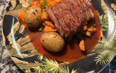 Magret de canard rôti, sauce aux coings